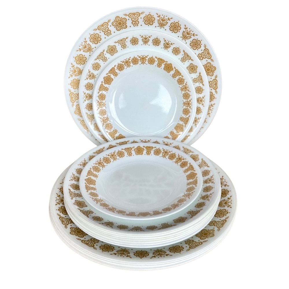 CORELLE | 15 Plates Large, Medium & Small Butterfly Gold Vintage